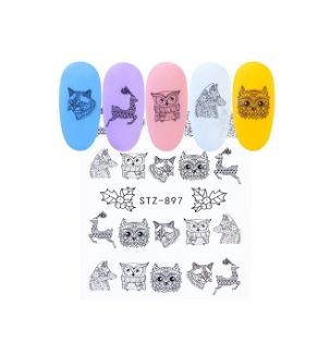 Water decals chouettes, hiboux, chat
