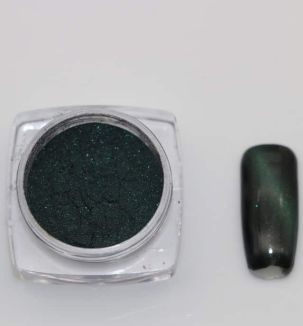 pigment cat eye nail art vert