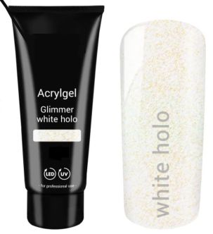 Glimmer white holo acryl polygel 
