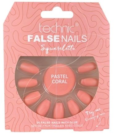 faux ongles corail pastel
