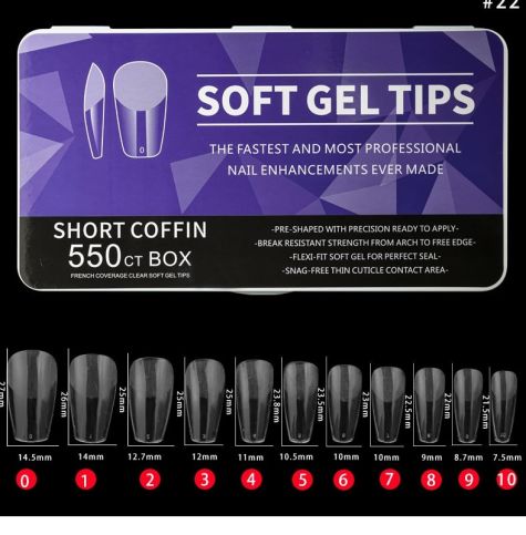 Soft Gel Nail Tips COFFIN Court Shape 