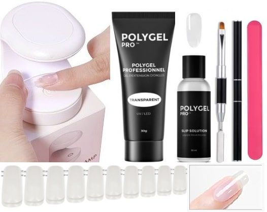 Kit PolyGel Manicure Ongles Lampe UV Pro Nail